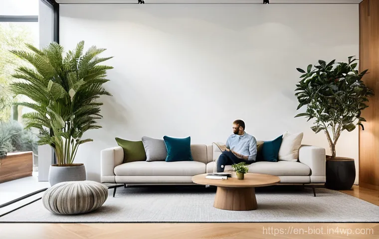 바이오필릭 디자인의 경제적 이점 분석 - **Prompt:** A vibrant, sun-drenched modern open-plan office space, designed with strong biophilic el...