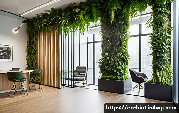 바이오필릭 디자인의 혁신적인 접근 방식 - A modern urban office interior flooded with natural daylight streaming through large floor-to-ceilin...