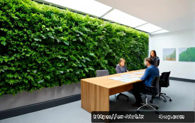 Home 17 바이오필릭 디자인을 위한 프로젝트 관리 기법 - Photorealistic sustainable project planning meeting in a bright biophilic office, diverse adult team...